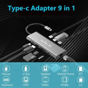 Blueendless Adapter USB-C 9 in 1 Hub